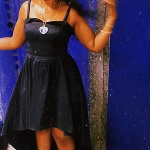 Matte Black Spaghetti Strap Jacquard Fit & Flare Tube Dress